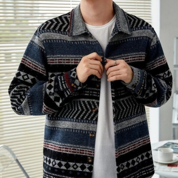 Blue Mens Tweed Overcoat - Picture 4 of 5